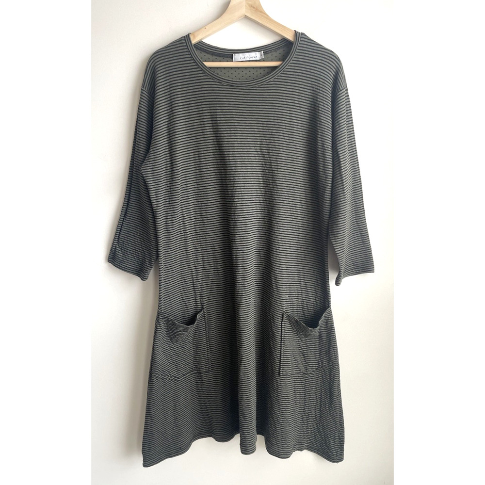 Cut Loose Dress Womens Size XL Lagenlook Stretch Knit Pockets Striped